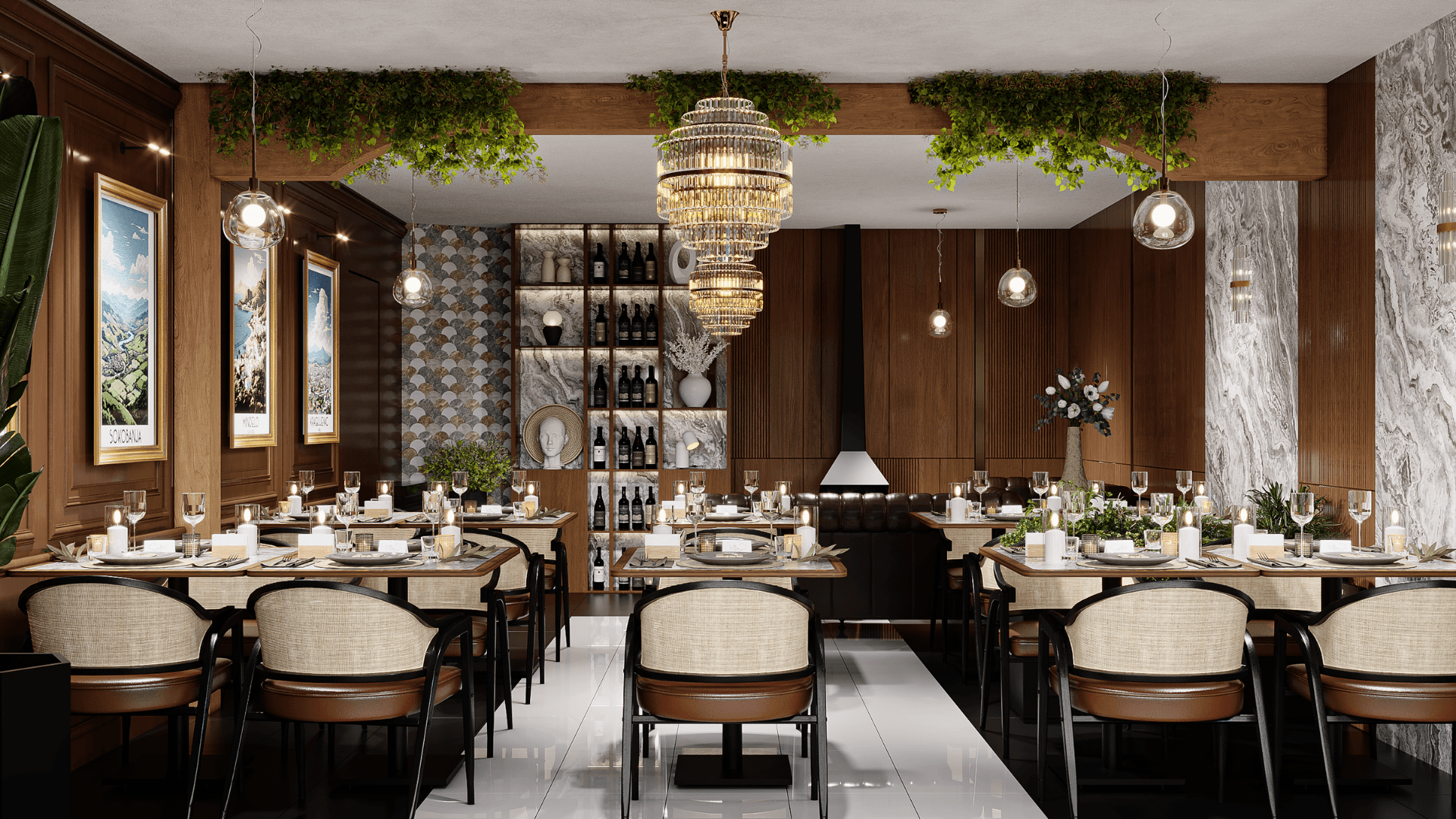 Restaurantserre met houten accenten en planten